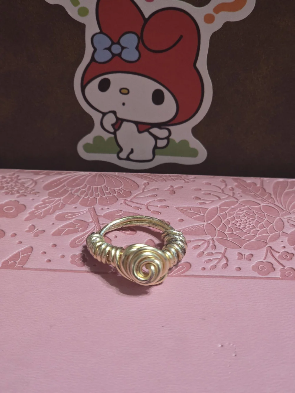 Hand Made Gold-Tone Rose Copper Ring